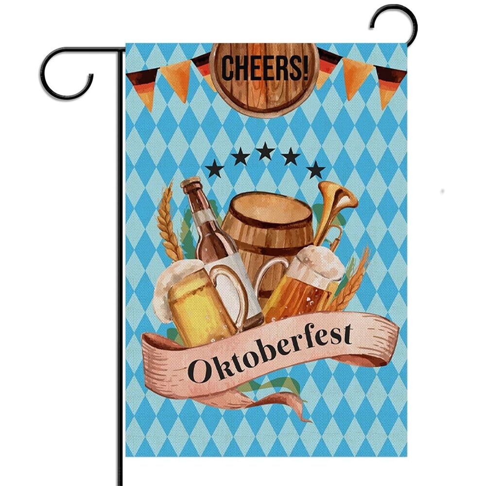 Linen Oktoberfest Garden Flag Double Sided 12.5×18'' / STAND NOT INCLUDED